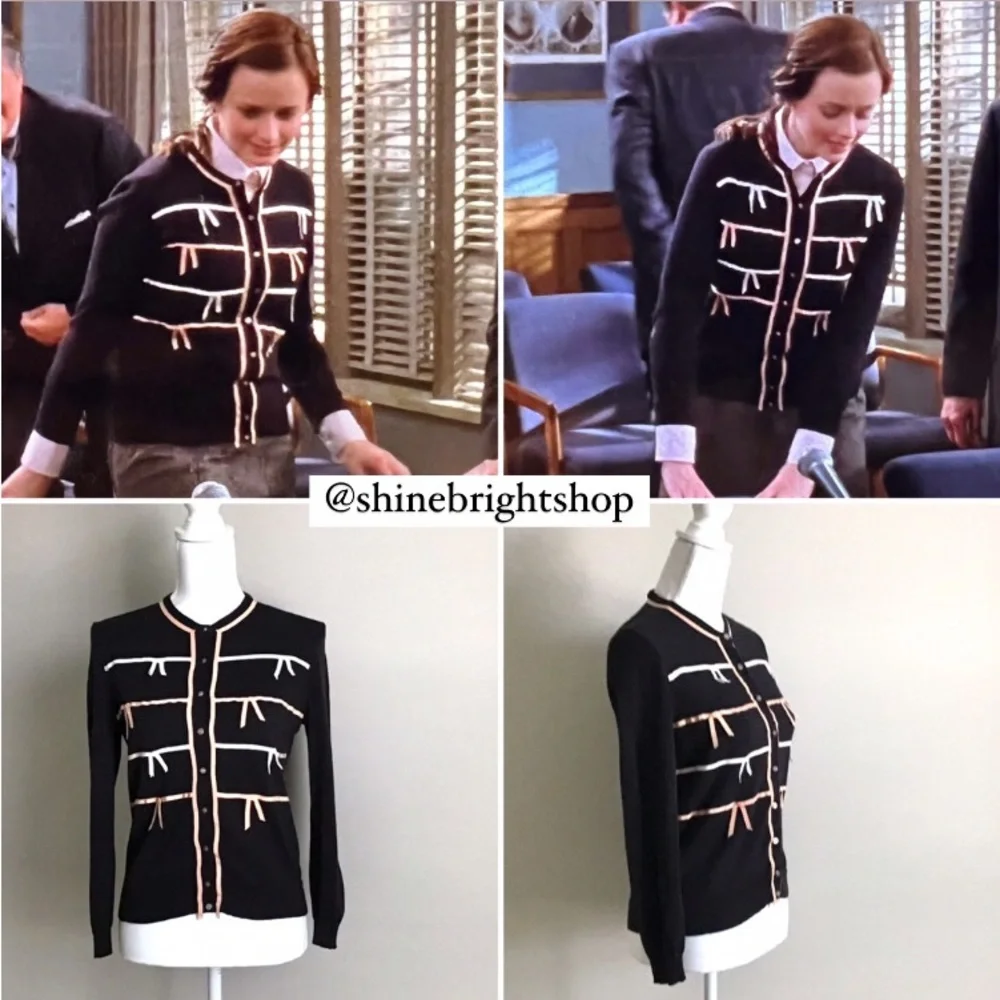 Rare Early 2000s Vintage Bow Cardigan ASO Rory Gilmore in Gilmore Girls - Picture 3 of 14